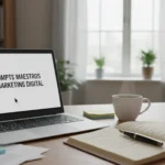 Persona usando una IA generativa con prompts maestros para marketing digital, desbloqueando creatividad y eficiencia.