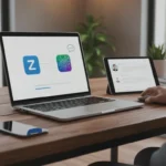 Ilustración de un flujo de trabajo de servicio al cliente optimizado con IA, combinando Zapier y OpenAI para automatización soporte inteligente.