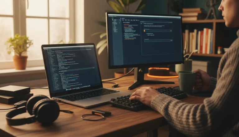 Una persona interactuando con un modelo de IA en su ordenador personal, simbolizando la instalación de Llama 3 con Ollama.