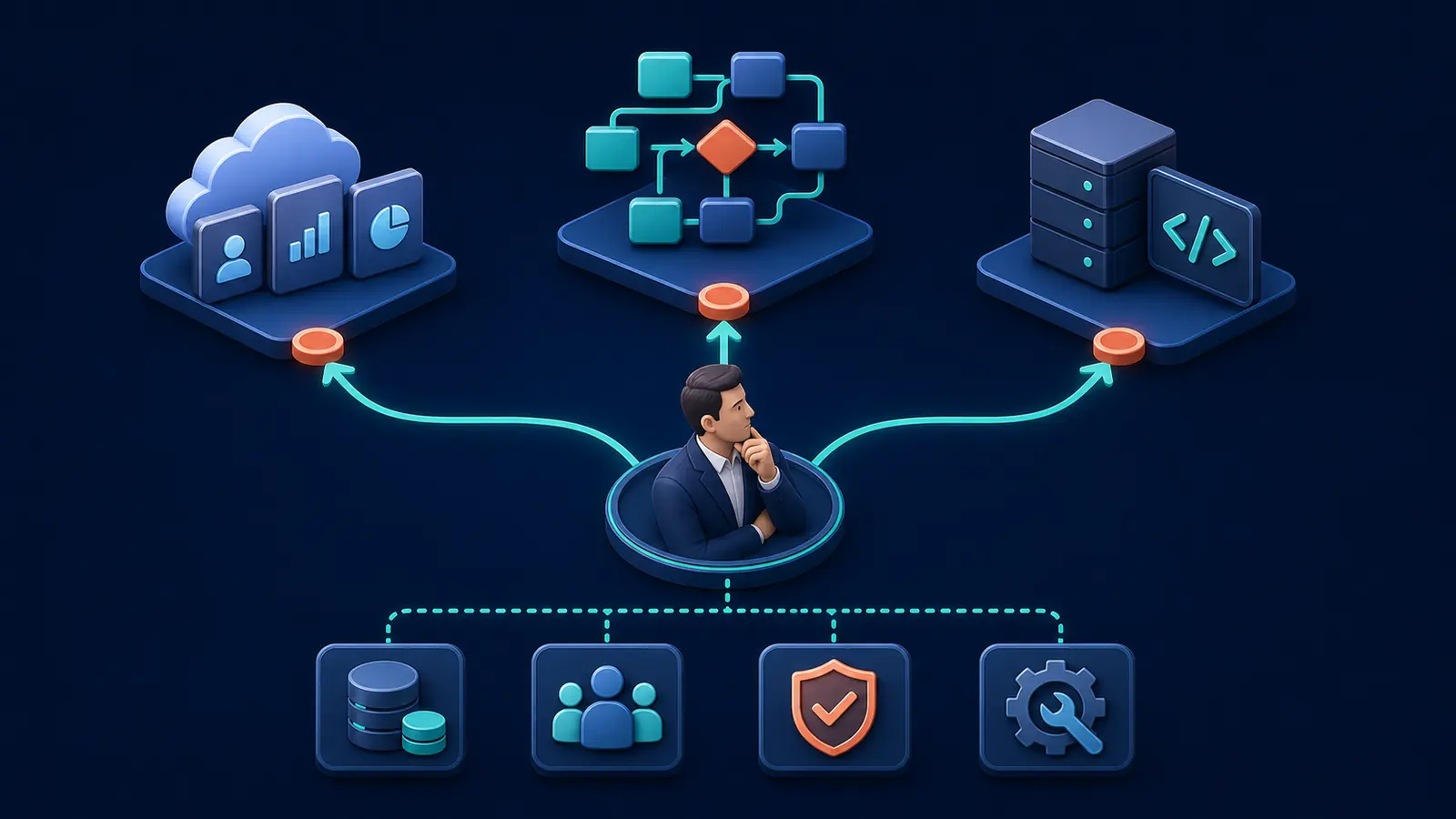Árbol de decisión para elegir entre Zapier, Make y n8n según facilidad, transformación y control